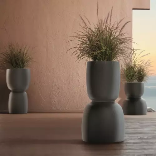 Dwustronna donica DUALA ROUND MIDL TDR40M-106GR szary beton