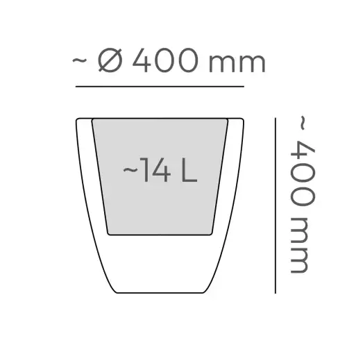 Objętość donicy DEFORA TDE40 (z wewnętrzną półką)