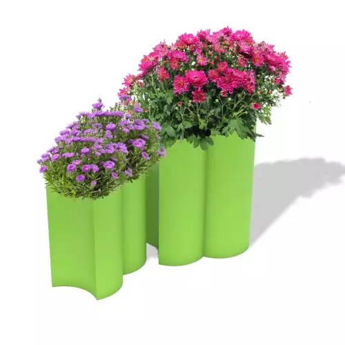 Limonowe donice Addpot 50 z astrem i Addpot 70 z chryzantemą