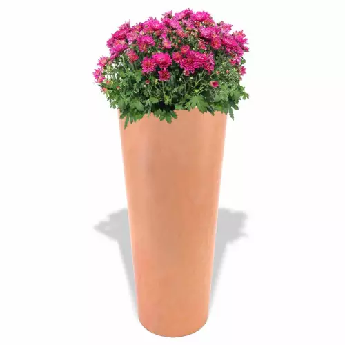 Donica Neptun w kolorze terakota z chryzantemami