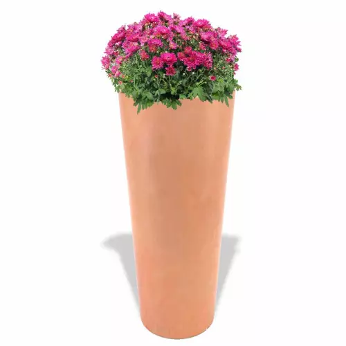 Donica Neptun w kolorze terakota z chryzantemami