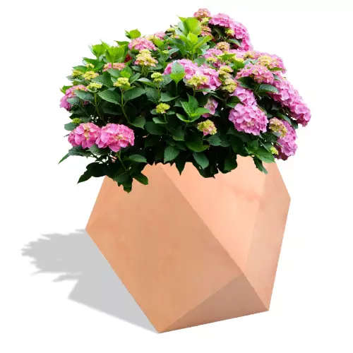 Donica Pandora w kolorze terakota z hortensją