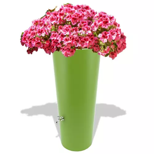 Limokowy zbiornik na deszczówkę Rainpot z pelargonią