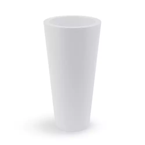 Biała smukła stożkowa donica Venus 91 cm