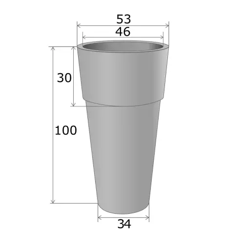 Wymiary donicy KARI 100 cm bez wewnętrznej półki