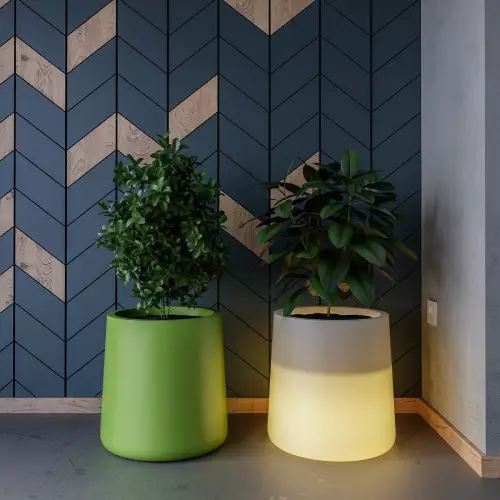 Limonkowa i podświetlana donice ZOE w domu