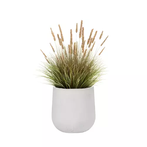 Trawa w białej donicy z betonu BOWL S 45x45 cm