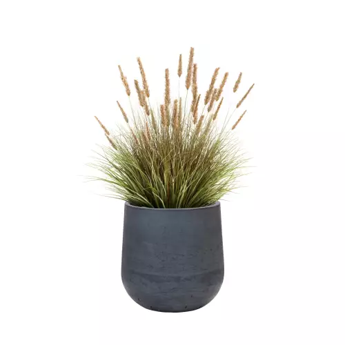 Trawa w grafitowej donicy z betonu BOWL S 45x45 cm
