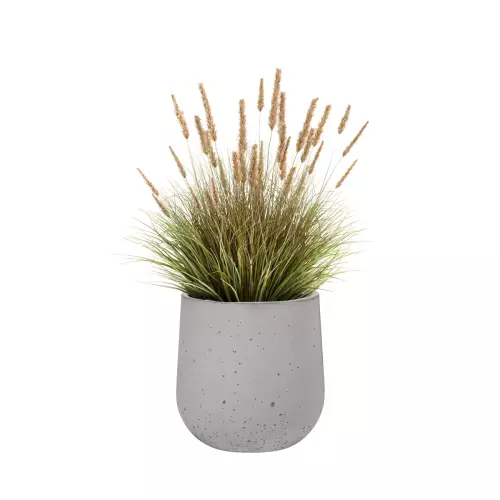 Trawa w szarej donicy z betonu BOWL S 45x45 cm