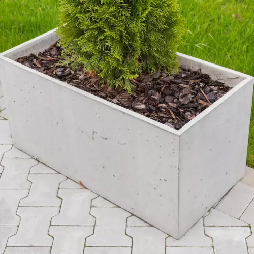 Duża prostokątna donica z betonu - Box XL w kolorze białym