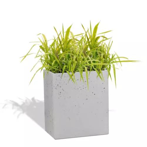 Biała donica Linea 35x22x40 z trawą ozdobną