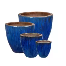 Zestaw czterech doniczek ceramicznych BRE B niebieski morski