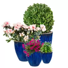 Zestaw czterech doniczek ceramicznych BRE B niebieski morski S4