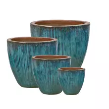 Zestaw czterech doniczek ceramicznych BRE B niebieski morski