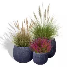 Zestaw trzech doniczek ceramicznych MAB LB niebieska lawa S3