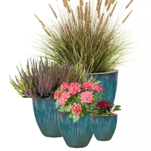 Zestaw czterech niebieskich donic ceramicznych BRE B