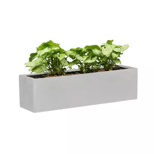 szaro betonowa doniczka na parapet