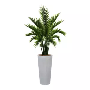 Palma w okrągłej szarej donicy