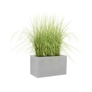 Prostokątna szara donica na taras na trawy