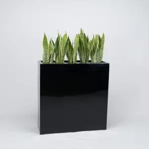 czarna podłużna donica do biura lub salonu D972A czarny połysk