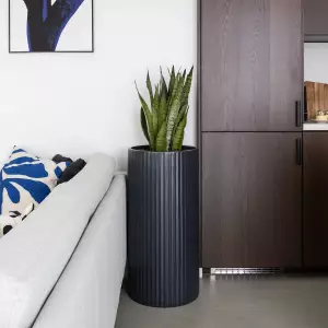 wysoka okrągła antracytowa donica 40x80 cm