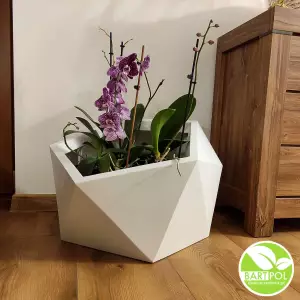 Nowoczesna biała donica do salonu do Storczyków