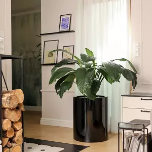 czarna okrągła donica 50x60 cm do domu