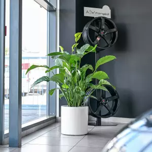 okrągła biała donica do salonu 40x40 cm