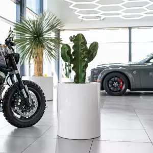 okrągła donica 60 cm biała do salonu