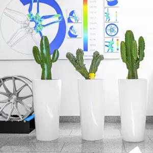 wysokiej okrągłe białe donicy do domu