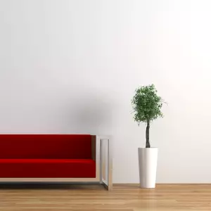 Okrągła donica w nowoczesnym salonie