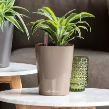 Doniczka Lechuza Mini-Deltini  taupe-szarobrązowy połysk