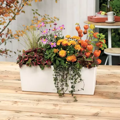 Biała doniczka Balconera Color 40 cm na stole