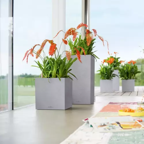 Donice Canto Color Kostka i Kolumna w szarym kolorze w salonie