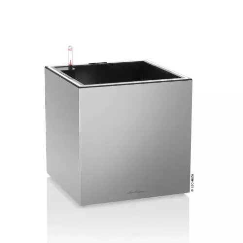 Donica Lechuza CANTO Premium LED Kostka 40 srebrny metalik