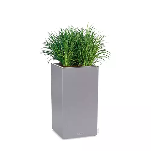 Trawa w szarej donicy kolumna Lechuza Canto Stone 30 LED