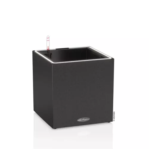 Donica Lechuza CANTO Stone Kostka 30 LED grafitowy czarny