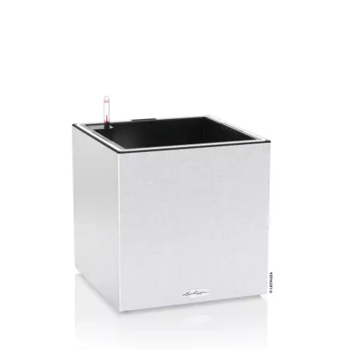 Donica Lechuza CANTO Stone LED Kostka 40 w kolorze szarym