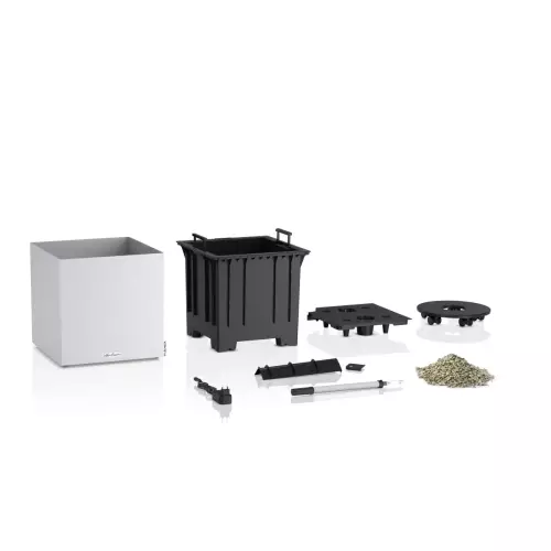 Biała donica Lechuza CANTO Stone LED 40 - zestaw