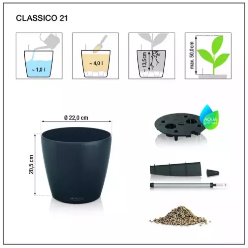 Wymiary doniczki Classico Color 21