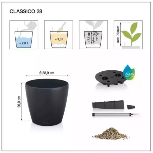 Wymiary doniczki Classico Color 28