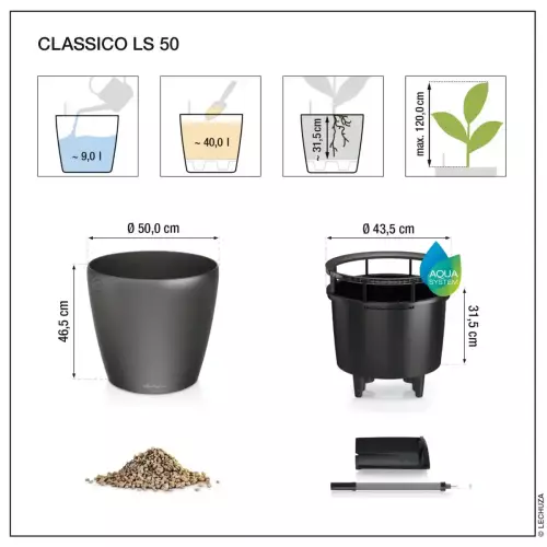 Wymiary donicy Classico Color LS 50