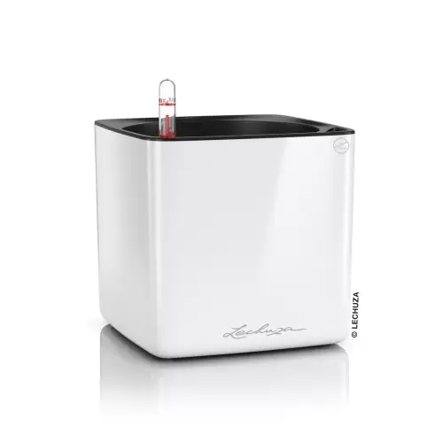 Doniczka Lechuza CUBE Glossy 14 biały połysk