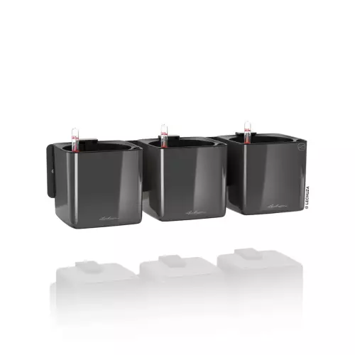 Doniczka ścienna Lechuza CUBE Glossy Home Kit antracyt połysk