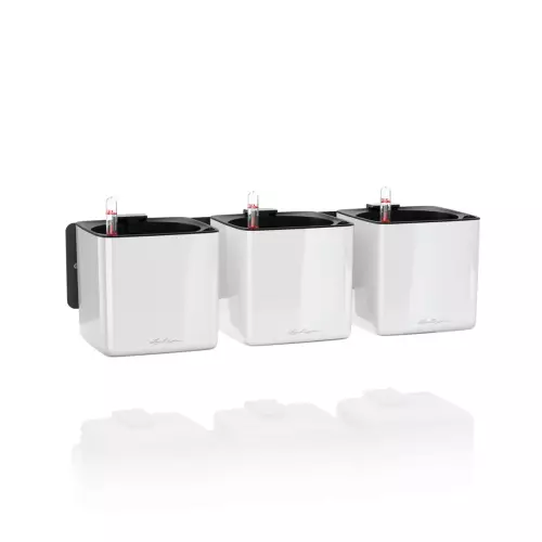 Doniczka ścienna Lechuza CUBE Glossy Home Kit biały połysk