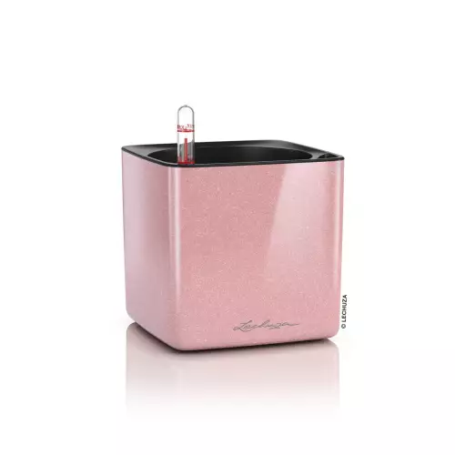 Doniczka Lechuza CUBE Glossy 14 kaszmirowy połysk z brokatem