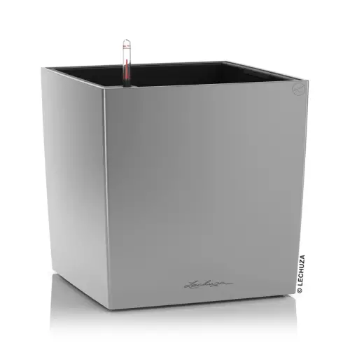 Donica Lechuza CUBE Premium 30 w kolorze srebrny metalik