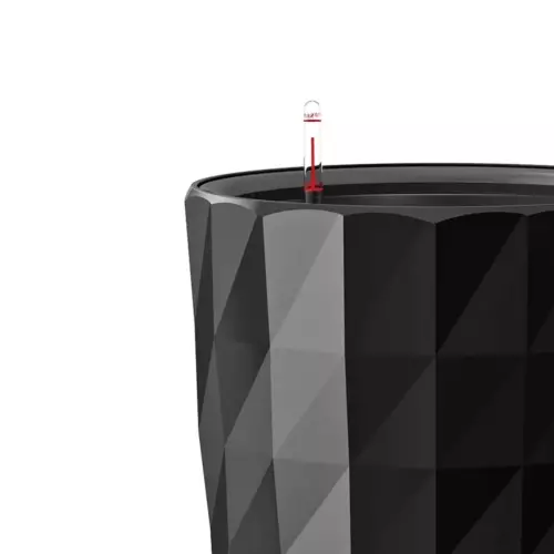 Diamentowa faktura powierzchni czarnej donicy Lechuza DIAMANTE