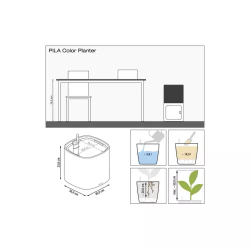 Wymiary doniczki Lechuza Pila 35