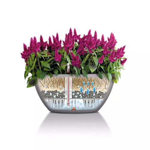 Schemat funkcjonowania systemu nawadniania w donicy Cubeto Stone